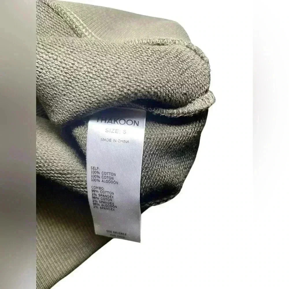 Thakoon Deep Olive V-Neck Cotton Sweatshirt Size Small NWT - Picture 4 of 5